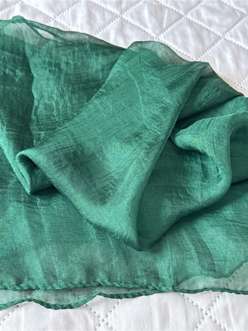 Silk Lightweight Deep Green Sheer Scarf Women’s Versatile Wrap 27”